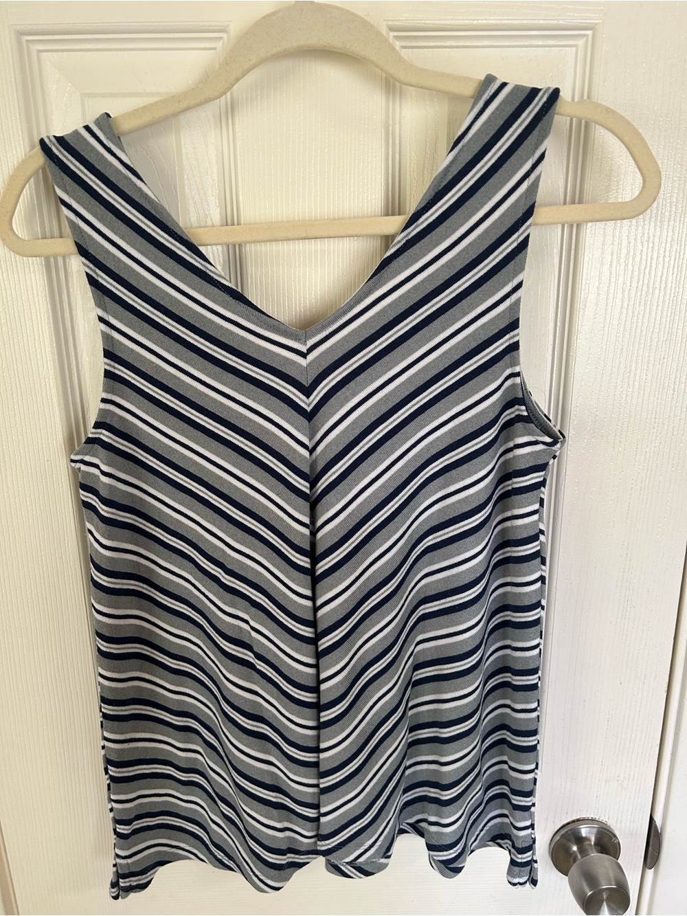 GAP Navy and White Striped V-Neck Tank